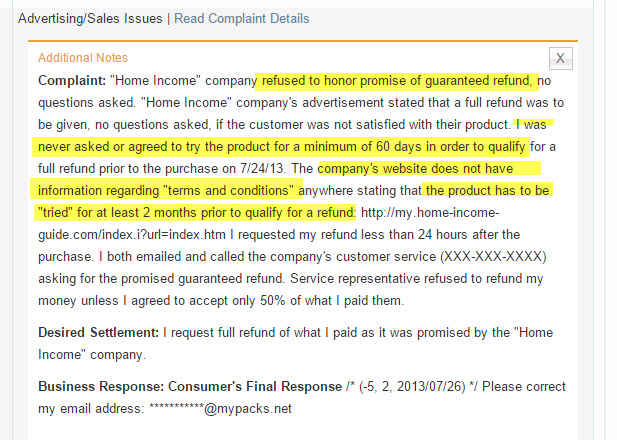 Home Profit System Complaints