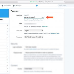 How to change the twitter handle