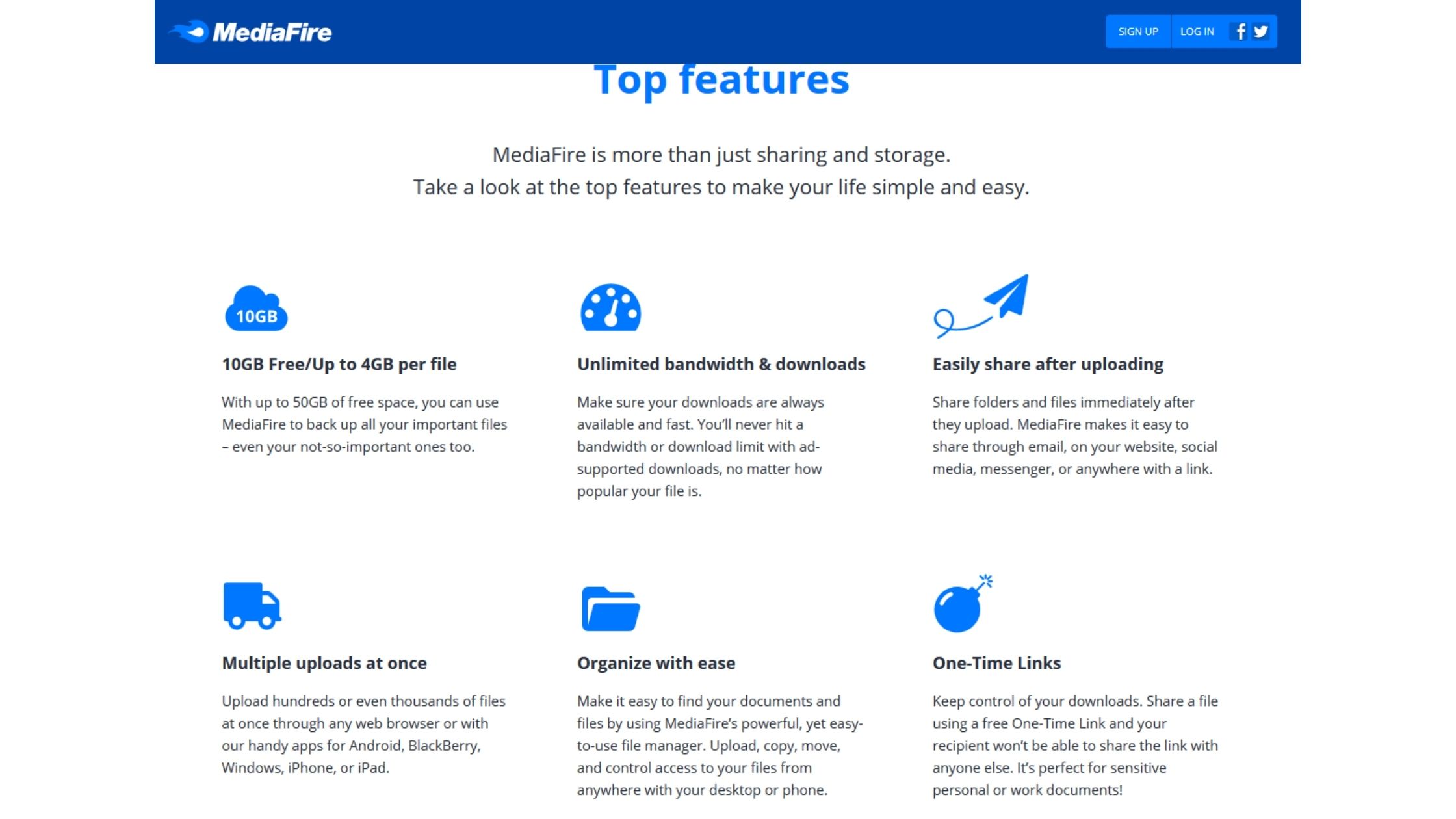 Mediafire features