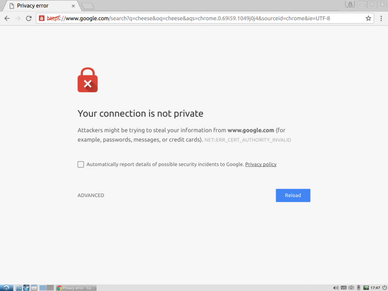 Chrome Privacy Error Issue
