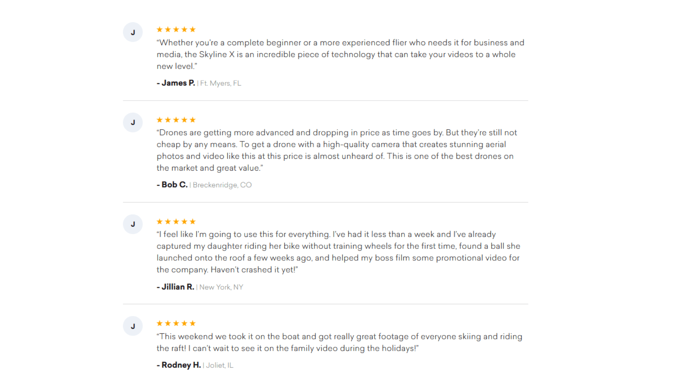 Skyline X Drone Customer reviews