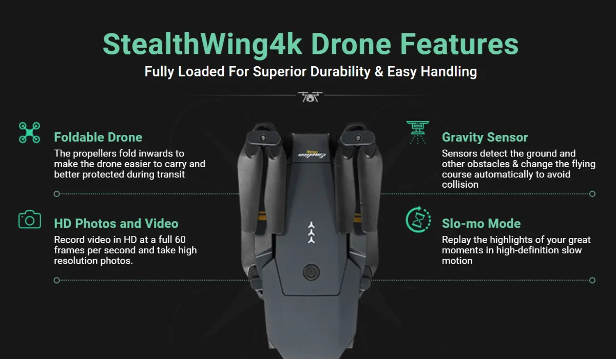Stealth Wing 4K Drone Features